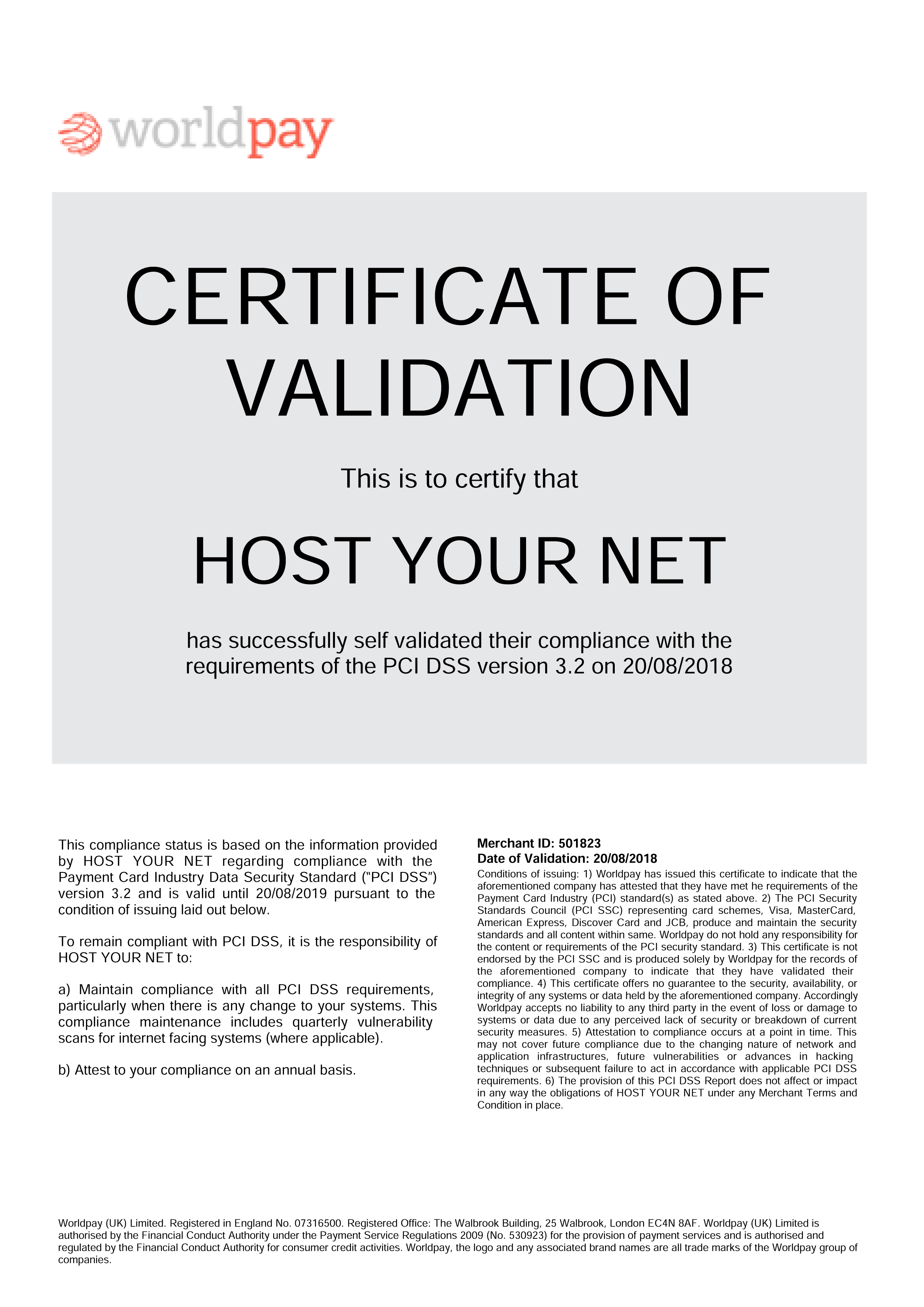 Certificate Of Validation GBP